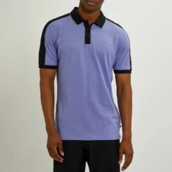 Light Blue/Black Drytech Stretch Polo Shirt
