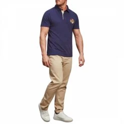 Navy Short Sleeve Cotton Polo Shirt -Schmuddelwedda 18002193 3