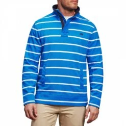 Blue Stripe 1/4 Zip Cotton Sweatshirt