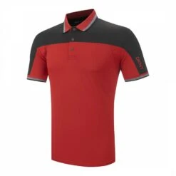 DKNY Red/Black Performance Stretch Polo Shirt