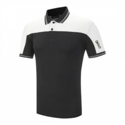 DKNY Black/White Performance Stretch Polo Shirt