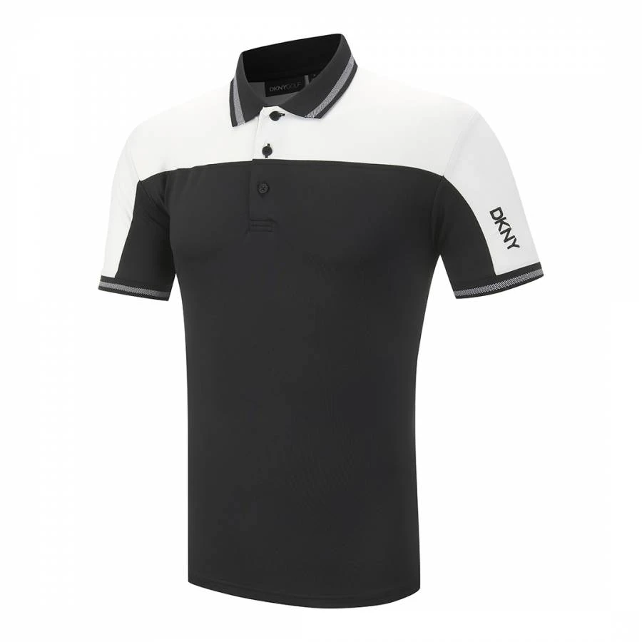 DKNY Black/White Performance Stretch Polo Shirt 1 DKNY Black/White Performance Stretch Polo Shirt