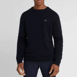 Navy Chunky Crew Neck Lambswool Sweater