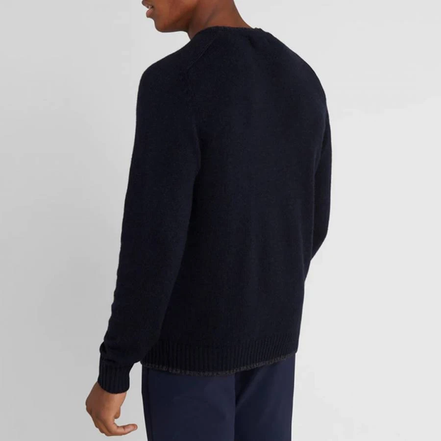Navy Chunky Crew Neck Lambswool Sweater 2 Navy Chunky Crew Neck Lambswool Sweater - Image 2