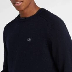 Navy Chunky Crew Neck Lambswool Sweater 8 Navy Chunky Crew Neck Lambswool Sweater -Schmuddelwedda 18010807 3