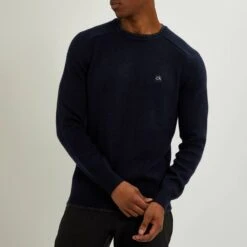 Navy Chunky Crew Neck Lambswool Sweater 9 Navy Chunky Crew Neck Lambswool Sweater -Schmuddelwedda 18010807 4