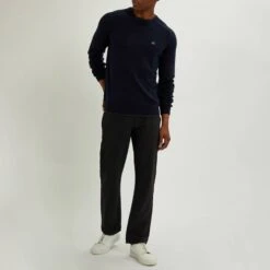 Navy Chunky Crew Neck Lambswool Sweater 10 Navy Chunky Crew Neck Lambswool Sweater -Schmuddelwedda 18010807 5