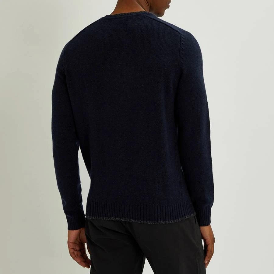 Navy Chunky Crew Neck Lambswool Sweater 6 Navy Chunky Crew Neck Lambswool Sweater - Image 6