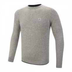 Grey Chunky Crew Neck Lambswool Sweater -Schmuddelwedda 18010825 1