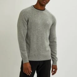 Grey Chunky Crew Neck Lambswool Sweater