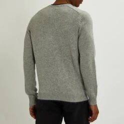 Grey Chunky Crew Neck Lambswool Sweater -Schmuddelwedda 18010825 6