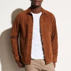 Vince Rust Suede Shirt Jacket