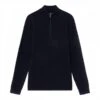 Hackett London Navy Half Zip Textured Merino Jumper