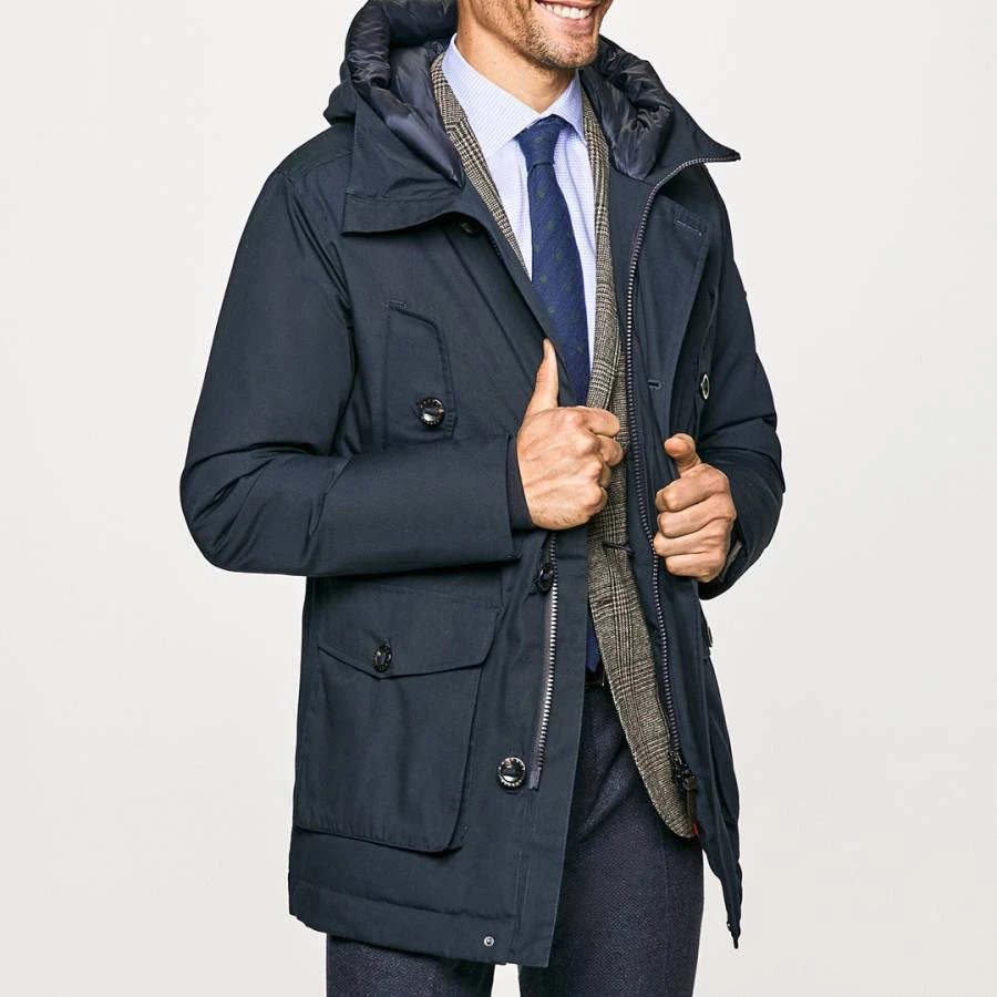 Hackett London Navy Tech Parka Coat 1 Hackett London Navy Tech Parka Coat