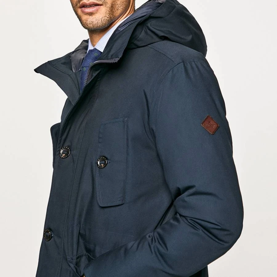 Hackett London Navy Tech Parka Coat 2 Hackett London Navy Tech Parka Coat - Image 2