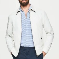 Hackett London Winter White Cotton Blouson Jacket