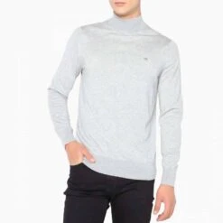 Calvin Klein Grey Mock Neck Silk Blend Jumper