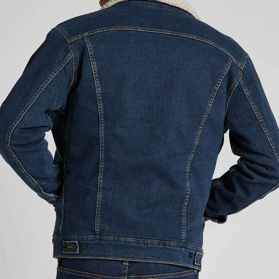 Navy Denim Sherpa Lined Jacket 2 Navy Denim Sherpa Lined Jacket - Image 2