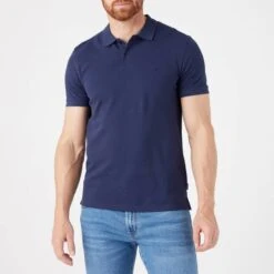 Wrangler Navy Logo Cotton Polo Shirt