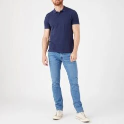 Wrangler Navy Logo Cotton Polo Shirt -Schmuddelwedda 18052487 3