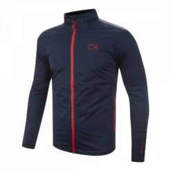 Navy/Red Waterproof Jacket With Protective Shoulder Panel