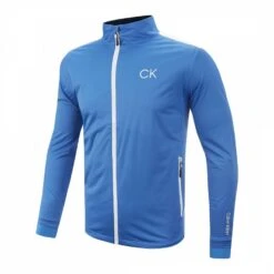 Blue Waterproof Jacket With Protective Shoulder Panel