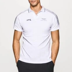 Hackett London White AMR Tipped Shoulder Cotton Polo Shirt