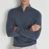 Reiss Blue Blackhall Half Zip Wool Jumper