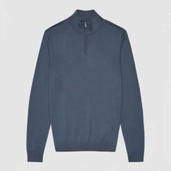 Reiss Blue Blackhall Half Zip Wool Jumper -Schmuddelwedda 18083679 4