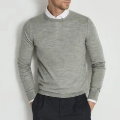 Reiss Pale Grey Wessex Wool Jumper