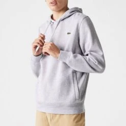 Lacoste Light Grey Cotton Blend Hoodie