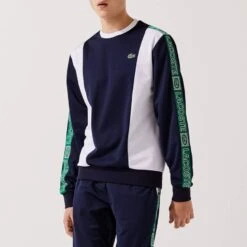 Lacoste White/Navy Colour-Block Sweatshirt