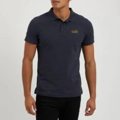 Cavalli Class Navy Embroidered Logo Cotton Polo Shirt