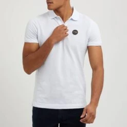 Cavalli Class White Patch Logo Cotton Polo Shirt