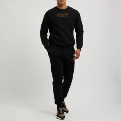 Cavalli Class Black Printed Logo Cotton Sweatshirt -Schmuddelwedda 18106227 3