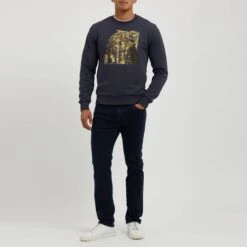 Cavalli Class Grey Chest Logo Cotton Sweatshirt -Schmuddelwedda 18106247 3