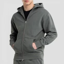 Replay Charcoal Full Zip Second Life Organic Cotton Hoodie