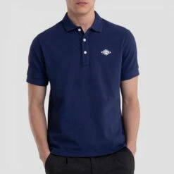 Replay Navy Cotton Pique Polo Shirt
