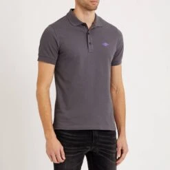Replay Grey Pique Stretch Cotton Polo Shirt