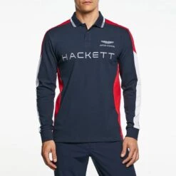 Hackett London Blue AMR Cotton Blend Polo Shirt