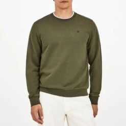 Hackett London Khaki Embroidered Logo Cotton Sweatshirt