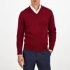 Hackett London Red V-Neck Lambswool Jumper