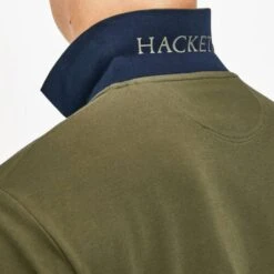 Hackett London Green Slim Fit Long Sleeve Cotton Polo Shirt -Schmuddelwedda 18118535 3