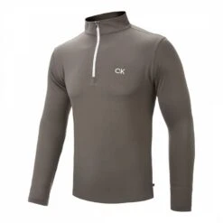 Grey/White 1/4 Zip Tech Golf Midlayer