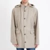 Hackett London Beige Hooded Wool Coat