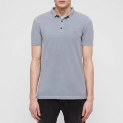 AllSaints Ash Blue Daste Polo Shirt