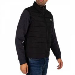 Lacoste Black Quilted Zip Up Gilet