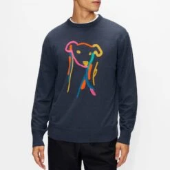 Ted Baker Grey Gryhound Graphic Wool Sweatshirt
