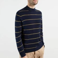 Ted Baker Navy Nocal Stripe Wool Blend Jumper