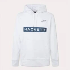 Hackett London White AMR Logo Cotton Hoodie